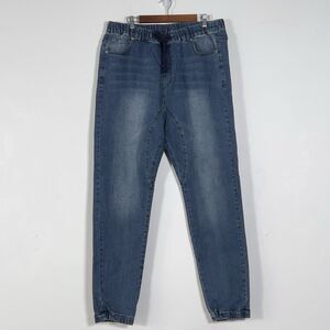Victorious Pull On Jogger Jeans Mens Sz 2XL Blue Drawstring Drop Crotch Denim